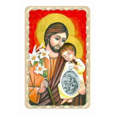 Pvc con medaglia e preghiera di S. Giuseppe