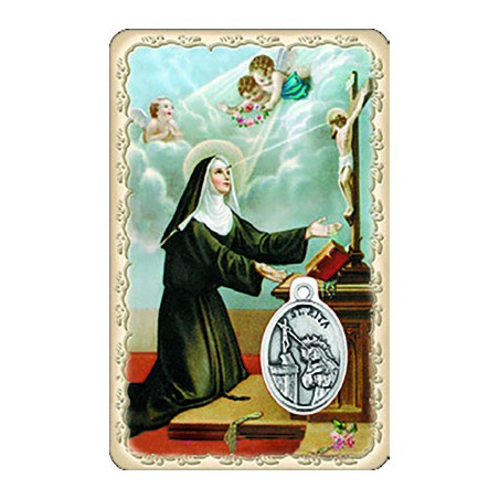 Pvc con medaglia e preghiera S. Rita