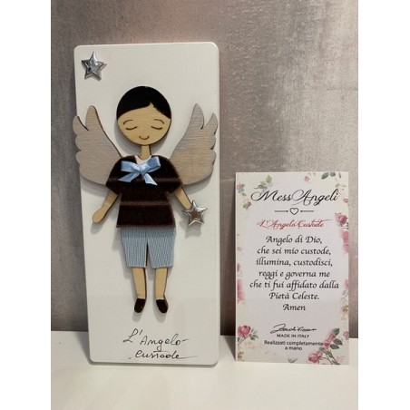 Quadretto "Angelo Custode" azzurro con preghiera