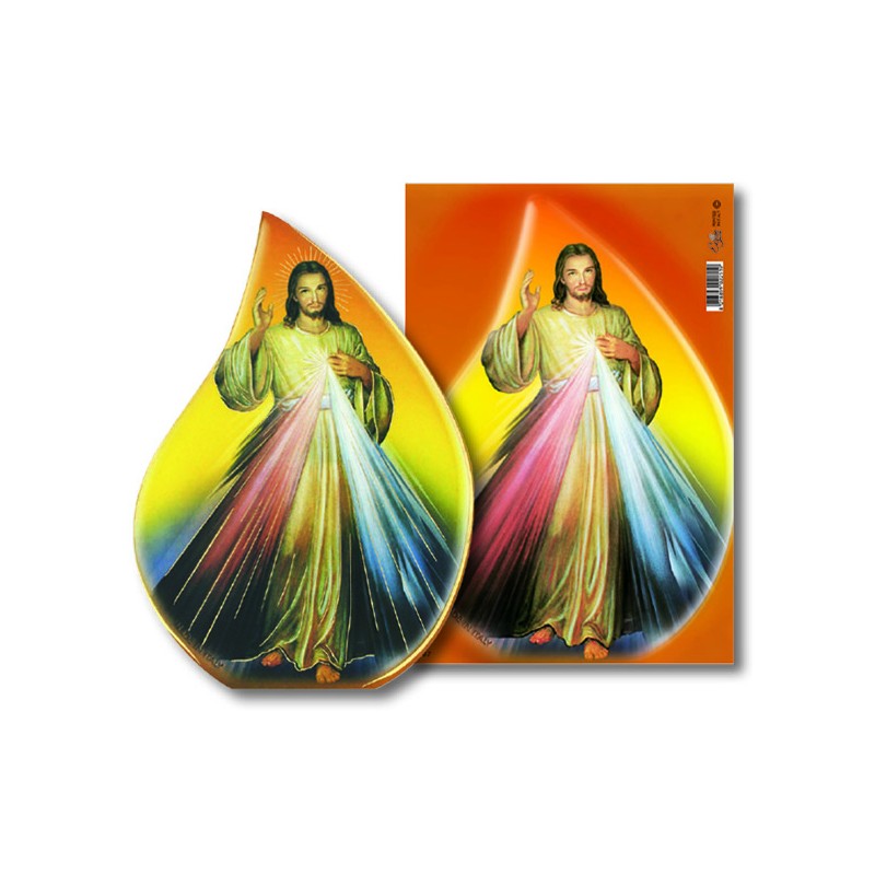 Fiammella Gesù Misericordioso in legno e cartoncino