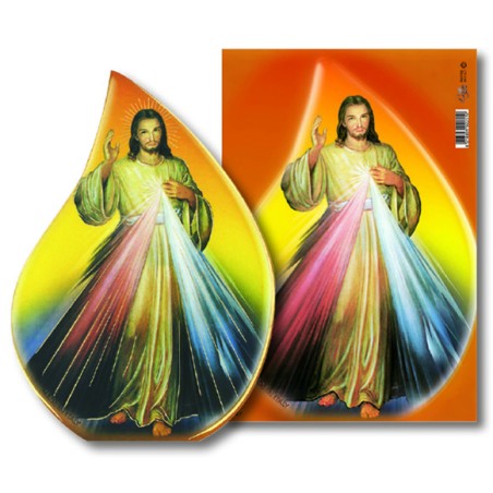 Fiammella Gesù Misericordioso in legno e cartoncino