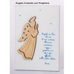 Quadro Angelo di Dio in rilievo su legno laccato bianco 13x18,5