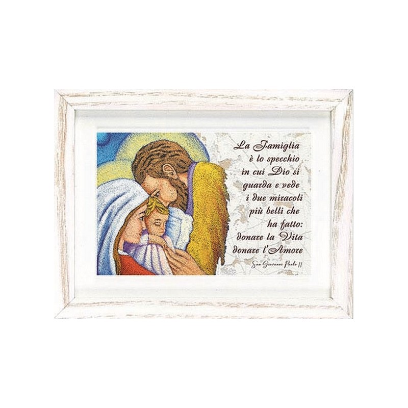 Quadro Sacra Famiglia con frase emozionale