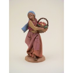 Ragazza con cesto di frutta cm 12