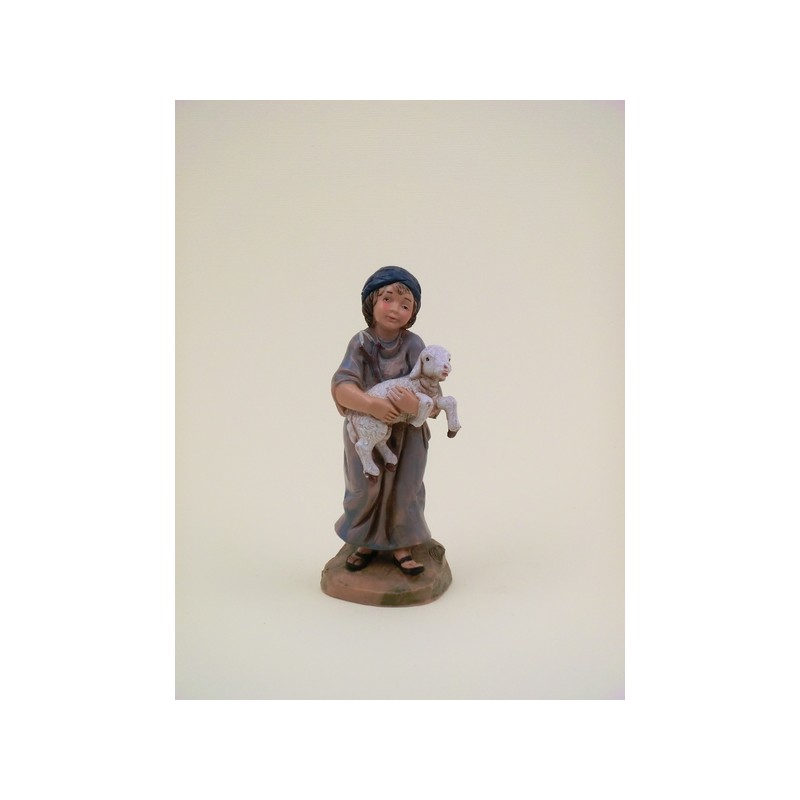 Ragazzo con agnello in braccio cm 12
