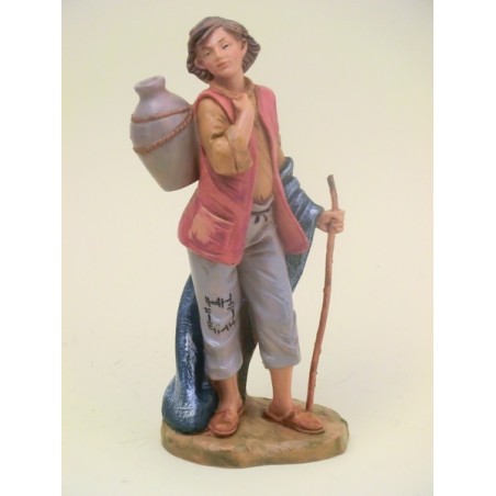Ragazzo con anfora e bastone cm 19