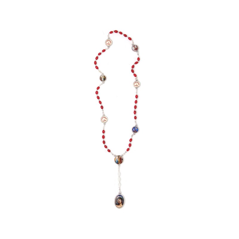 Rosario devozionale Preziosissimo sangue grano mm. 4,5 con medagliette