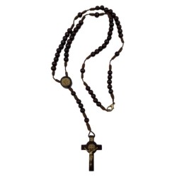 Rosario in legno S. Benedetto con moschettone
