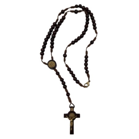 Rosario in legno S. Benedetto con moschettone
