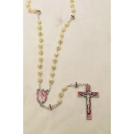 Rosario in vetro perlato con croce e Pater colorato con cofanetto