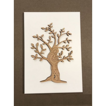 Sacra Famiglia/Albero in rilievo su legno laccato 13X18,5
