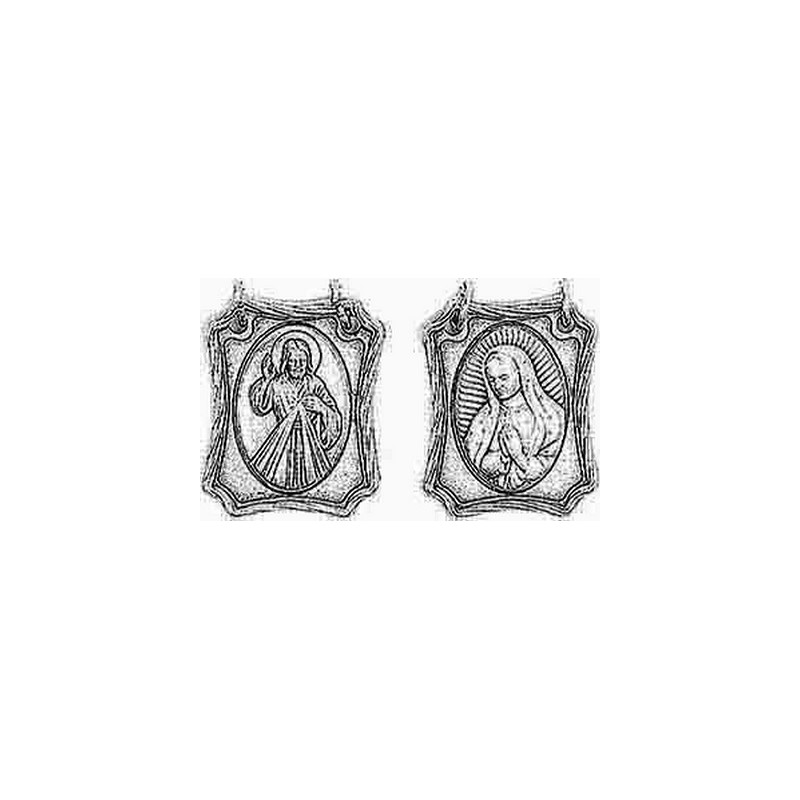 Scapolare Gesù Misericordioso in metallo