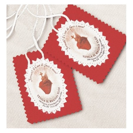 Scapolare Sacro Cuore di Gesù in stoffa grande cm. 10x15