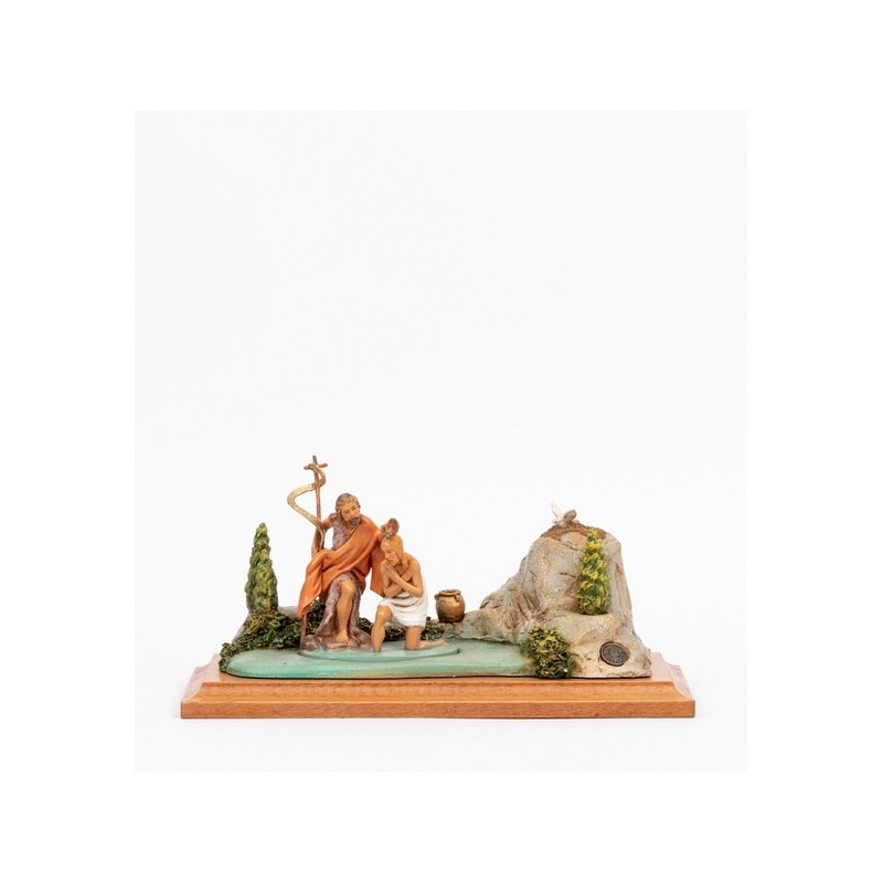 Scena battesimo di Gesù con personaggi cm. 12