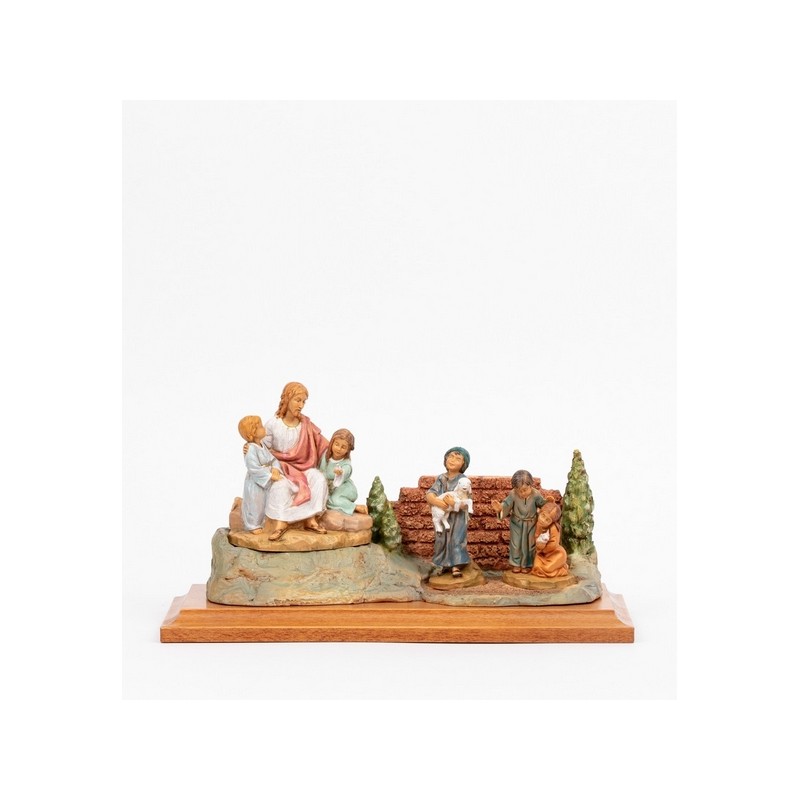 Scena Cristo con i bambini con personaggi cm. 12