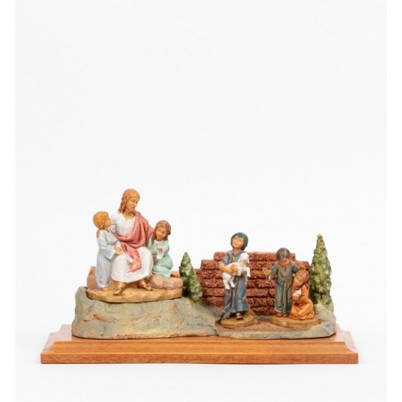 Scena Cristo con i bambini con personaggi cm. 12