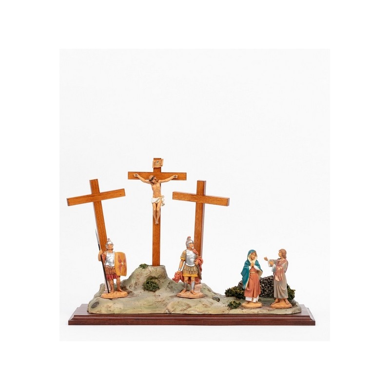 Scena crocefissione con personaggi cm. 12