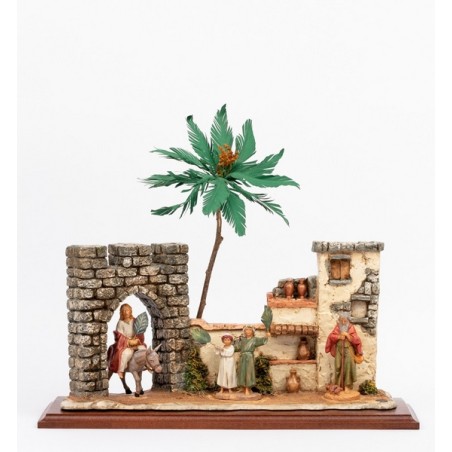 Scena domenica delle palme con personaggi cm. 12