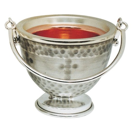 Secchiello ottone martellato argentato interno rame