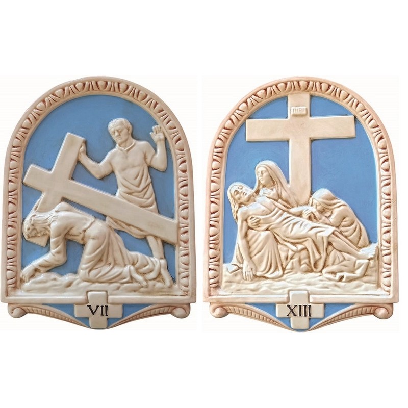 Serie 15 Via Crucis in ceramica cm. 36x50
