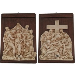 Serie 15 Via Crucis in ceramica su legno cm. 27x36