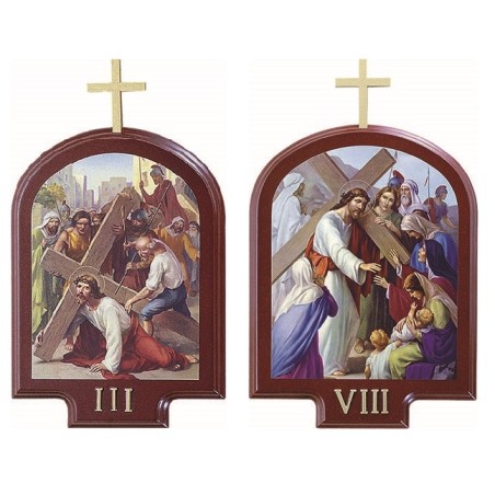 Serie 15 Via Crucis legno tinto mogano cm. 19x26,5
