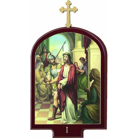 Serie 15 Via Crucis legno tinto mogano cm. 34x48