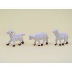 Serie 3 pecore bianche per cm. 6,5