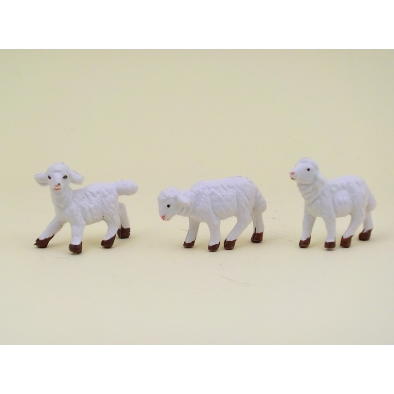 Serie 3 pecore bianche per cm. 6,5