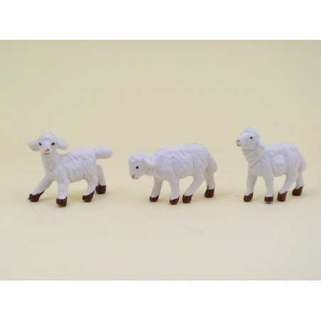 Serie 3 pecore bianche per cm. 6,5