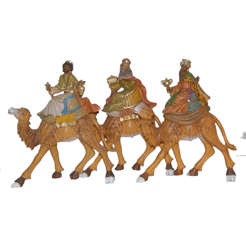 Serie 3 Re Magi su cammello cm. 20