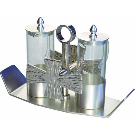 Servizio ampolline con vassoio croci in ottone argentato