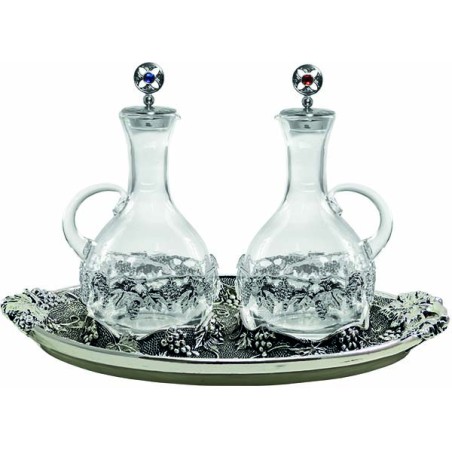 Servizio ampolline decorate con vassoio uva e vite cc. 200