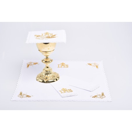 Servizio da messa in lino ricamo IHS/UVA