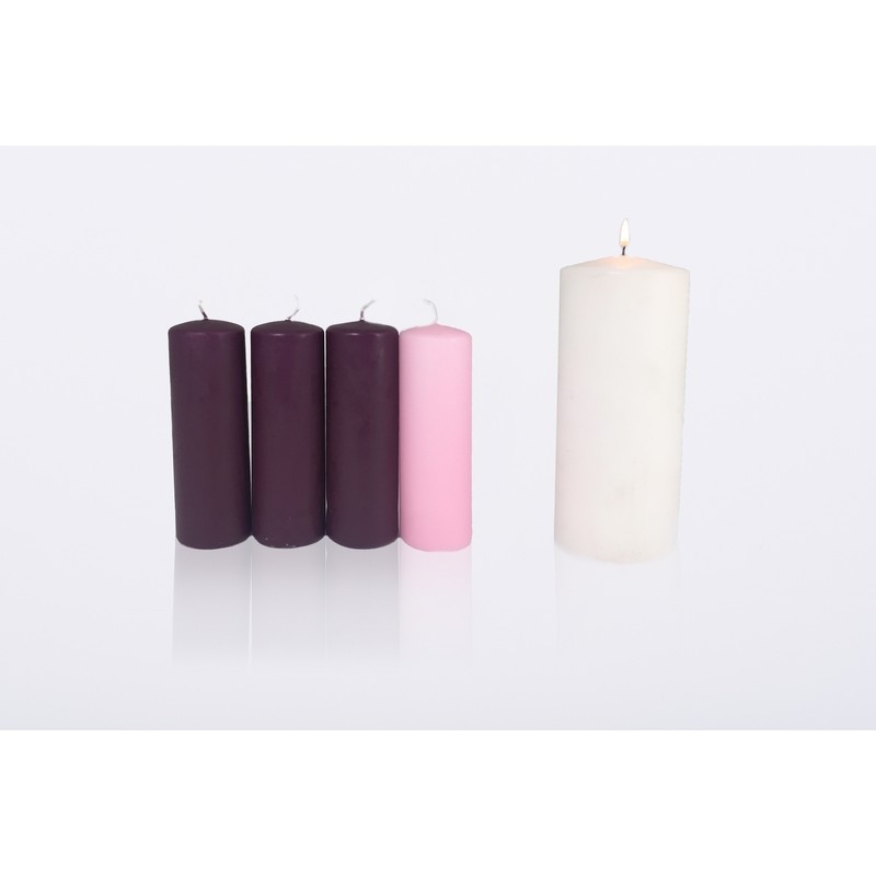 Set 4 candele per candeliere dell'Avvento + candelotto centrale