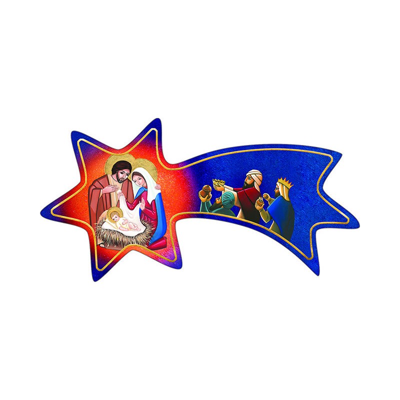 Stella cometa in legno da appendere Natività