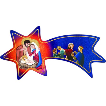 Stella cometa in legno da appendere Natività