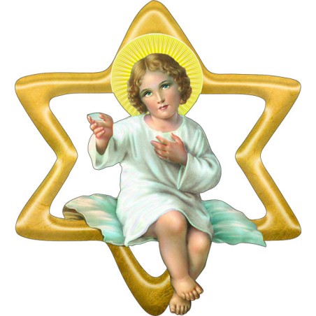 Stella in legno da appendere Gesù Bambino