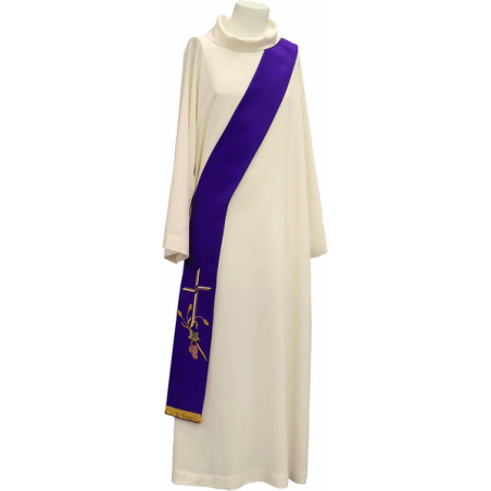 Stola diaconale ricamo croce spiga e uva