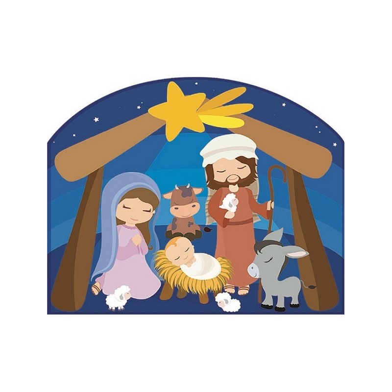 Tavoletta in legno Natività naif