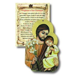 Tavoletta sagomata in legno S. Giuseppe con preghiera