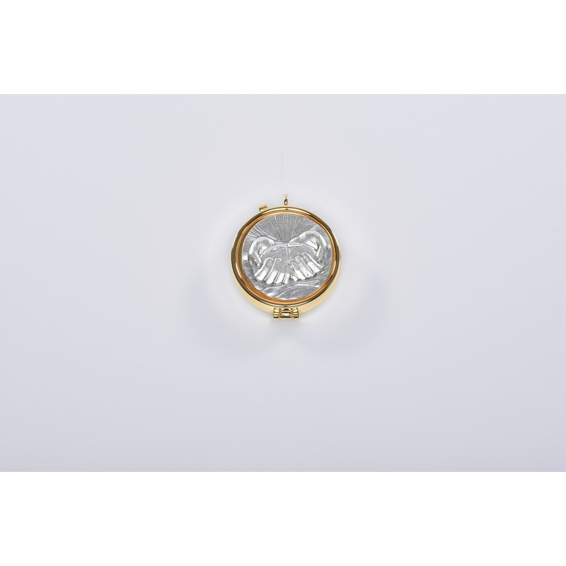 Teca placca  peltro Ecce Homo Ø cm. 5,4