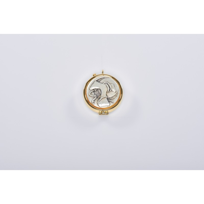 Teca placca peltro Croce Tau Ø cm. 5,4