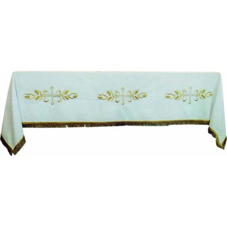 Tovaglia da altare con tre ricami in cotone cm. 250x150
