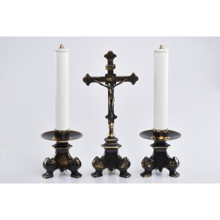 Trittico Barocco completo in ottone anticato