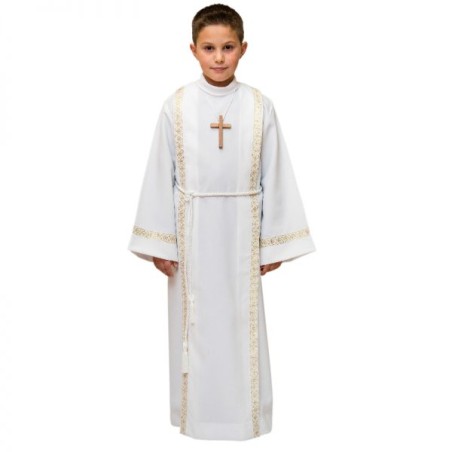 Tunica Prima Comunione con due piegoni e bordo dorato