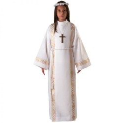Tunica Prima Comunione con piegoni e bordo dorato