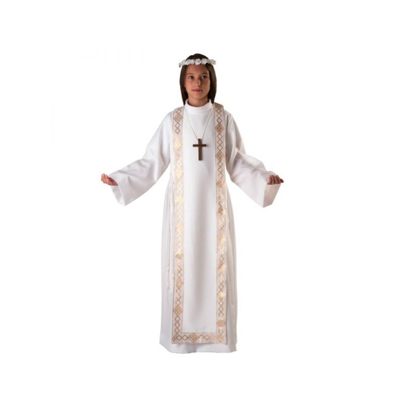 Tunica Prima Comunione con scapolare bordo oro