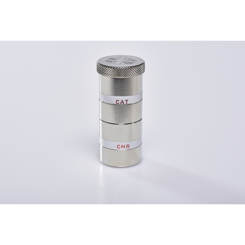 Vasetto doppio a colonna in metallo per oli santi