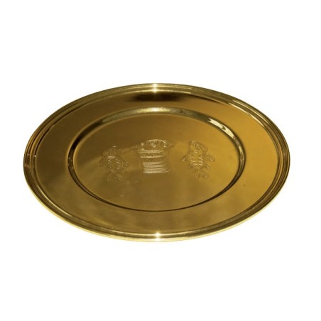 Vassoio da offerta in ottone con doratura oro 24K cm. 30